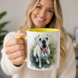 Boxerhund in Aquarell Zweifarbige Tasse