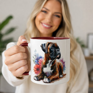 Boxerhund in Blüte Tasse