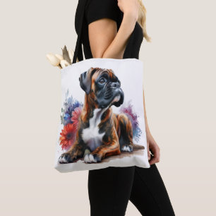 Boxerhund in Blüten Boxer & Blossoms  Tasche