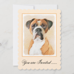 Boxerhund-Malerei unbeschnitten Original-Tierkunst Einladung