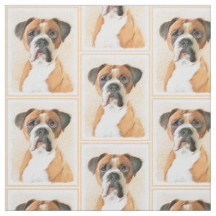 Boxerhund-Malerei unbeschnitten Original-Tierkunst Stoff