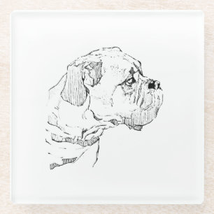 Boxerhund – Minimalistische Illustration für Hunde Glasuntersetzer