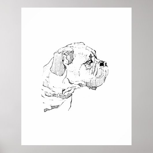 Boxerhund – Minimalistische Illustration für Hunde Poster (Vorne)