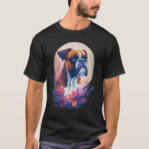 Boxerhund mit Blumen im Vintage-Stil Grafik T-Shirt