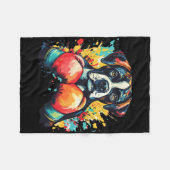 Boxerhund mit Boxhandschuhen Color Splash 1 Fleecedecke (Vorderseite (Horizontal))