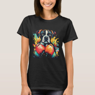 Boxerhund mit Boxhandschuhen Farbsplash 1 T-Shirt