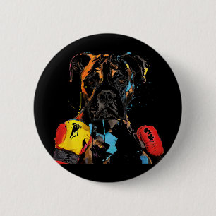 Boxerhund mit Boxhandschuhen Männer Frauen Kinder  Button