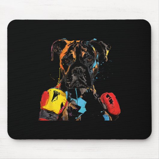 Boxerhund mit Boxhandschuhen Männer Frauen Kinder Mousepad (Vorne)