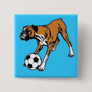 Boxerhund mit Fußball Button