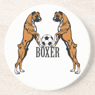 Boxerhund mit Fußball Getränkeuntersetzer
