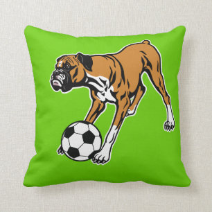 Boxerhund mit Fußball Kissen