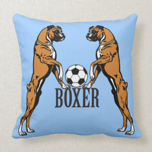Boxerhund mit Fußball Kissen
