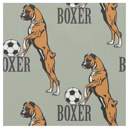 Boxerhund mit Fußballgewebe Stoff (Nahaufnahme)