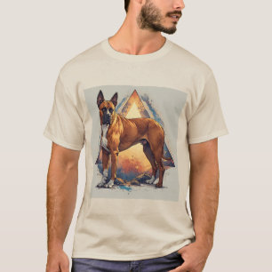 Boxerhund mit geometrischem Hintergrund T-Shirt