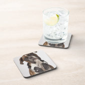 Boxerhund mit Kopfhörern Getränkeuntersetzer (Rechte Seite)