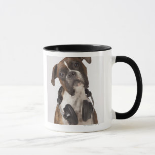 Boxerhund mit Kopfhörern Tasse
