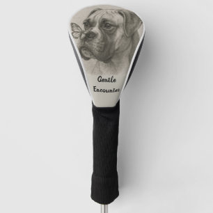Boxerhund mit sanfter Begegnung mit Schmetterling Golf Headcover