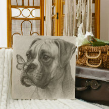 Boxerhund mit Schmetterling sanfte Begegnung