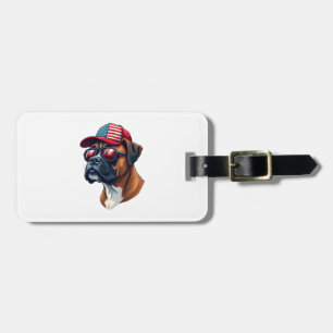 Boxerhund mit Weiß Rot Blau Gepäckanhänger