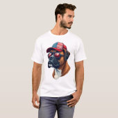 Boxerhund mit Weiß Rot Blau T-Shirt (Vorne ganz)