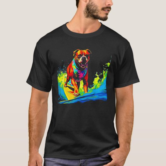 Boxerhund Pop Surf T-Shirt (Vorderseite)