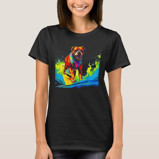 Boxerhund Pop Surf T-Shirt (Vorderseite)