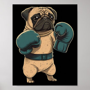 Boxerhund Pug Boxer Boxhandschuhe Mma Kickboxer K Poster