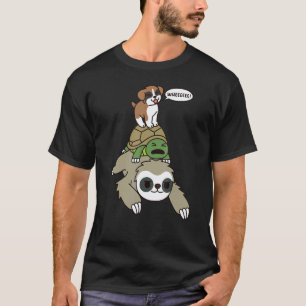 Boxerhund reitet Faultier Schildkröte T-Shirt