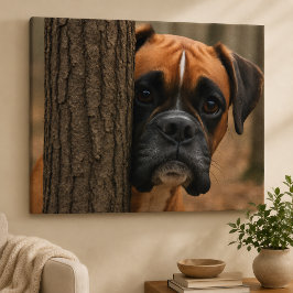 Boxerhund schaut herein leinwanddruck