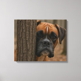 Boxerhund schaut herein leinwanddruck