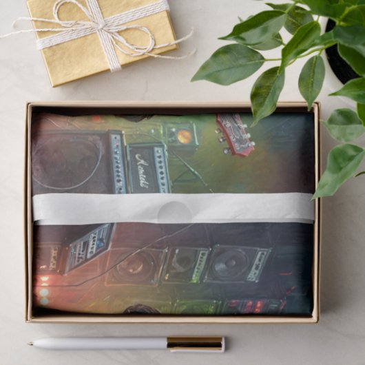 Boxerhund spielt Gitarre auf einer Bühne - Seidenpapier (Geschenk)