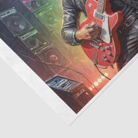 Boxerhund spielt Gitarre auf einer Bühne - Seidenpapier (Ausschnitt)