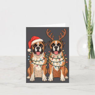 Boxerhund Weihnachten Santa Hut Rentier Lichter Pa Karte
