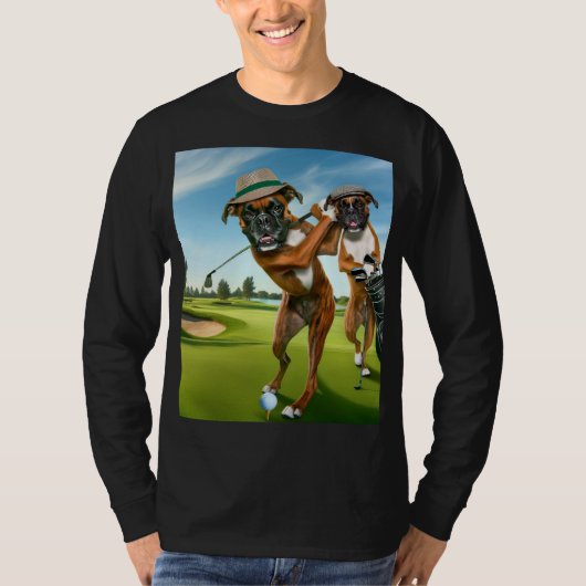 Boxerhunde spielen Golf T-Shirt (Vorderseite)