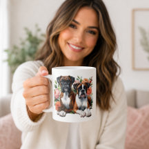 Boxerhunde und Blumen