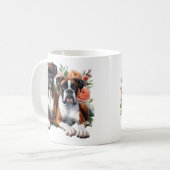 Boxerhunde und Blumen Kaffeetasse (Vorderseite Links)