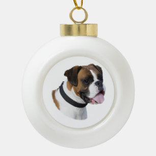 Boxerhundeporträt-Foto Keramik Kugel-Ornament