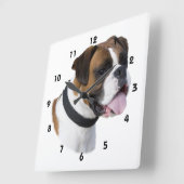 Boxerhundeporträt-Foto Quadratische Wanduhr (Winkel)