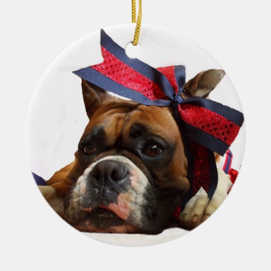 Boxerhundeverzierung Keramikornament (Vorne)