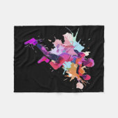 Boxerin Frau Boxen Farbspritzer Kickboxer Kickboxe Fleecedecke (Vorderseite (Horizontal))
