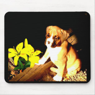 Boxerjunge und Gelbmousepad-Taglilien Mousepad