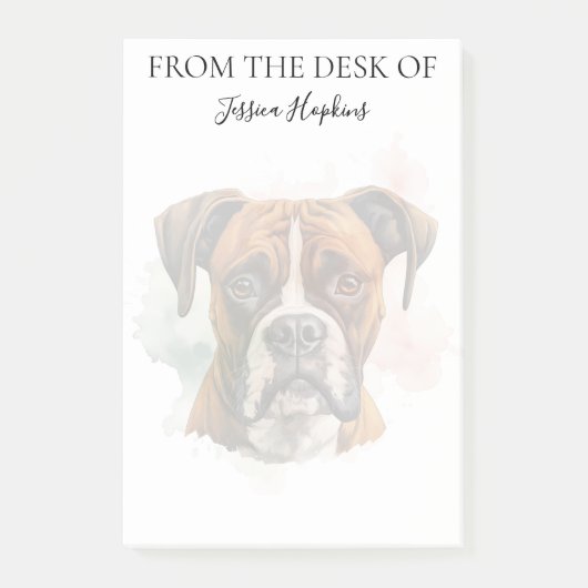 Boxerliebhaber-monogrammierter Hund Post-it Klebezettel (Vorderseite)