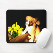Boxerpup und Moped der gelben Taglilien Mousepad (Mit Mouse)