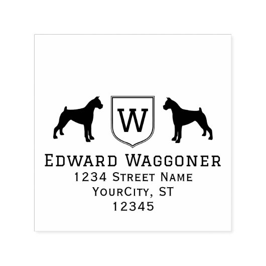 Boxers Dogs Initial Monogram Name Address Permastempel (Design)