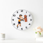 Boxertraining mit Stanzbeutel Große Wanduhr