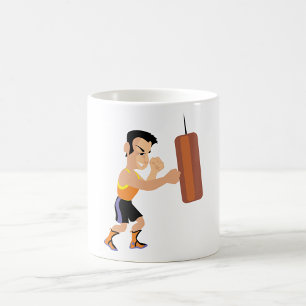 Boxertraining mit Stanzbeutel Kaffeetasse