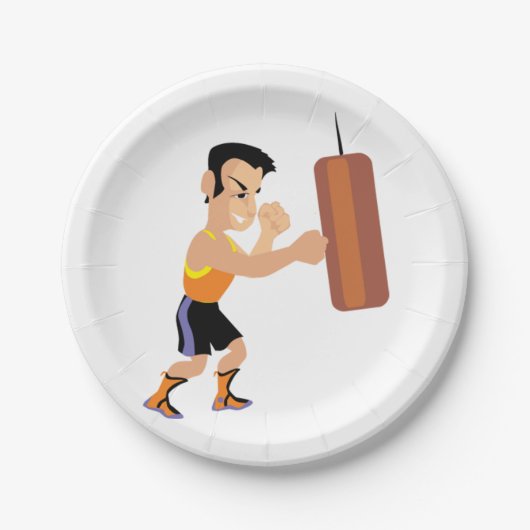 Boxertraining mit Stanzbeutel Pappteller (Vorderseite)