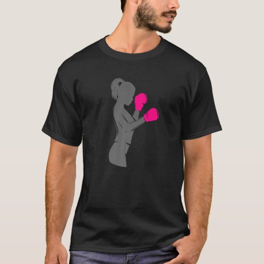 Boxerweibchen Boxing Hot Pink Boxhandschuhe T-Shirt (Vorderseite)