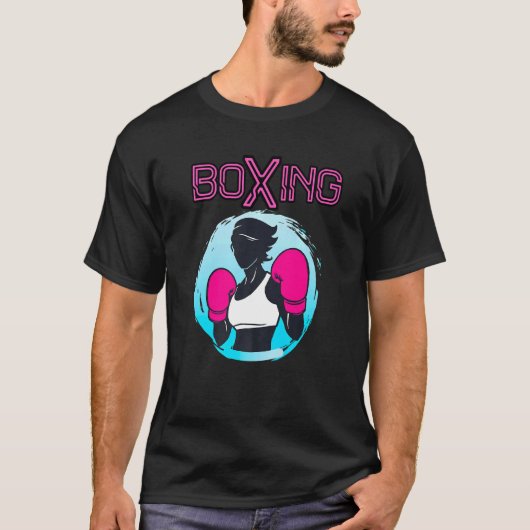Boxerweibchen Boxing Hot Pink Boxhandschuhe T-Shirt (Vorderseite)