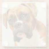 Boxerwelpe auf Elfenbeincremehintergrund Glasuntersetzer (Rückseite)